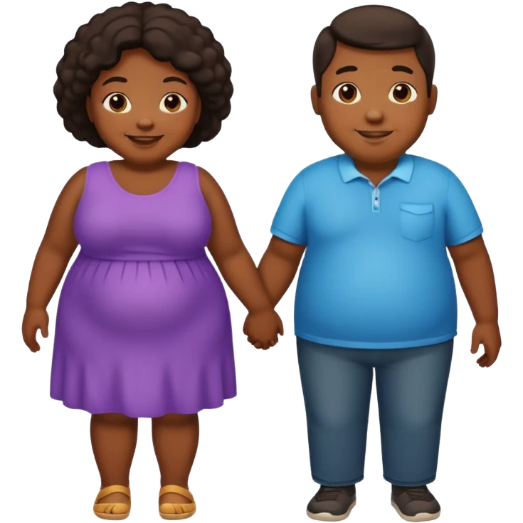 Two black obese couple holding hands emoji