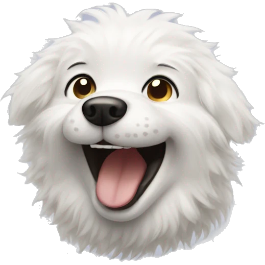 White fluffy dog laughing emoji