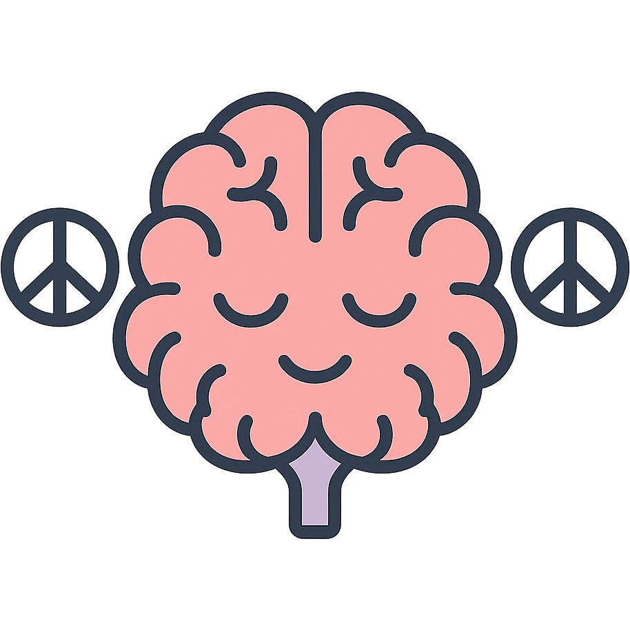 icon representing mental health, calm mind, peaceful brain, soft colors, modern style emoji