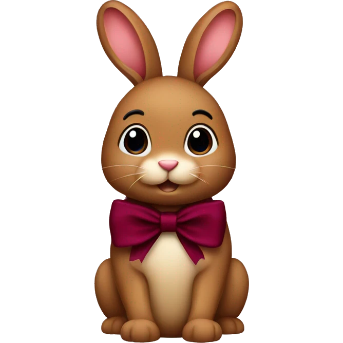 Brown bunny with burgundy bow emoji