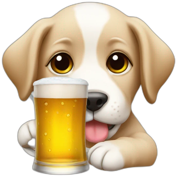 puppy drinking beer emoji