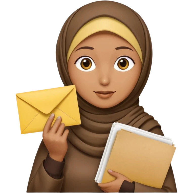 turkey wearing a hijab holding a yellow paper emoji