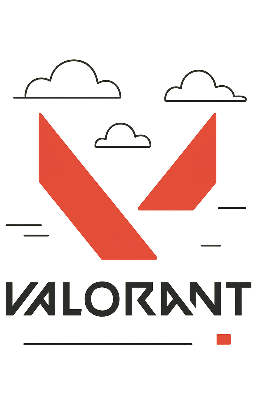 Valorant logo, iconic V, clean lines, red and black, professional esports branding emoji