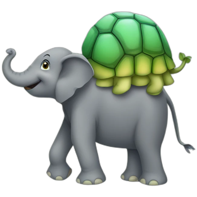 Une tortue sur un elephant emoji
