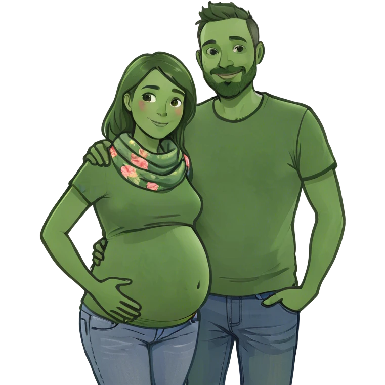 white pregnant woman and her husband emoji