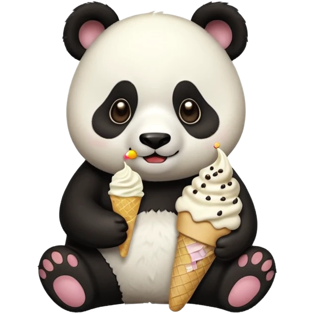 Panda eating ice cream emoji