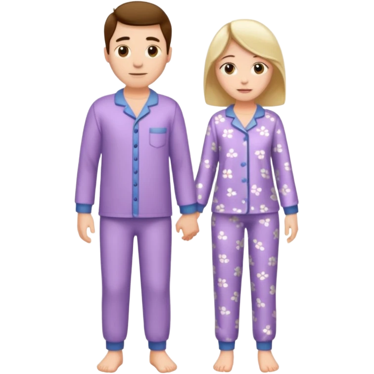 full-length couple in matching pajamas emoji