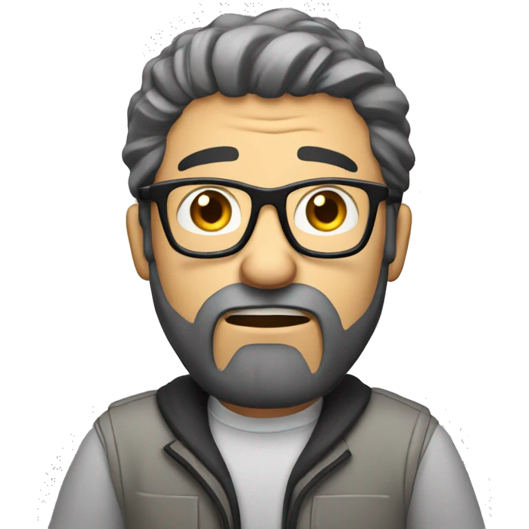frustrated programmer pulling his hair. He has short hair, a long face, wears glasses, light skinned, and has a beard. emoji