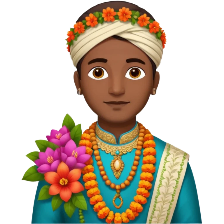 indian groom holding garland emoji