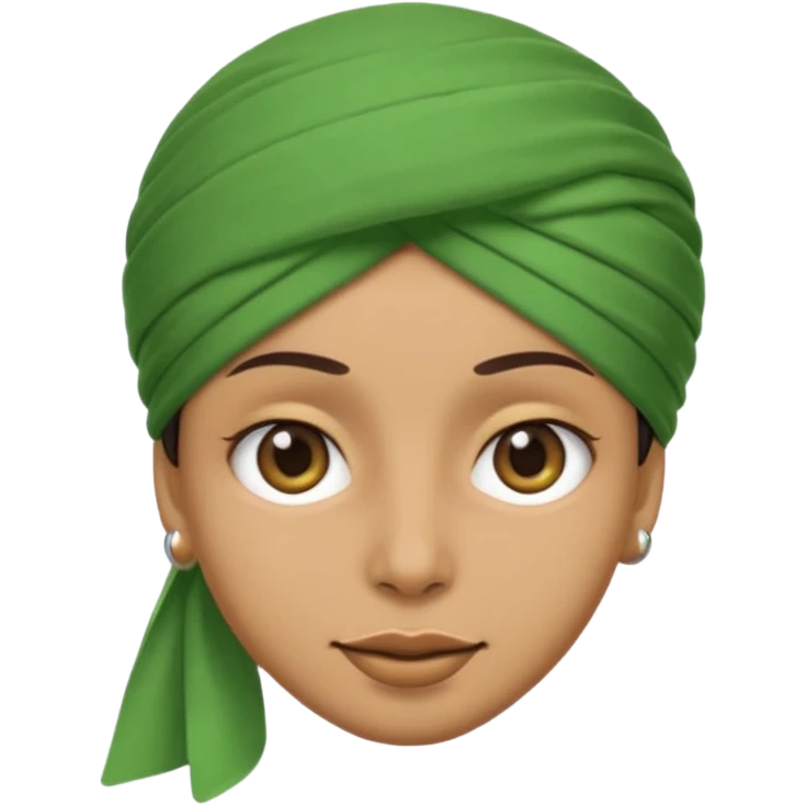 emoji face with a green turban, neutral expression emoji