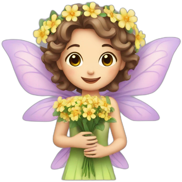 Flower fairy holding flower bouquet  emoji
