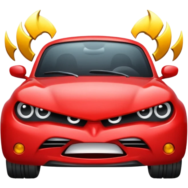 red car with angry face emoji