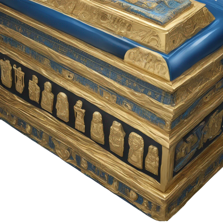sarcophagus gold blue white black , full body  emoji