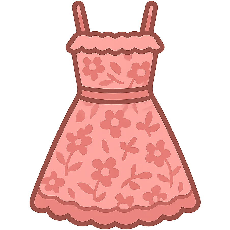 frilly lacey floral pink summer sundress, flat twitter-style emoji emoji
