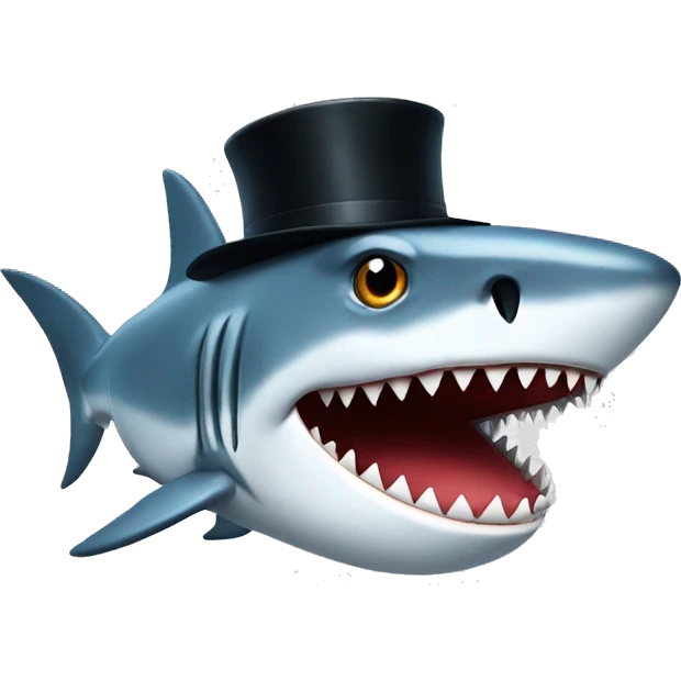 Shark with tophat emoji
