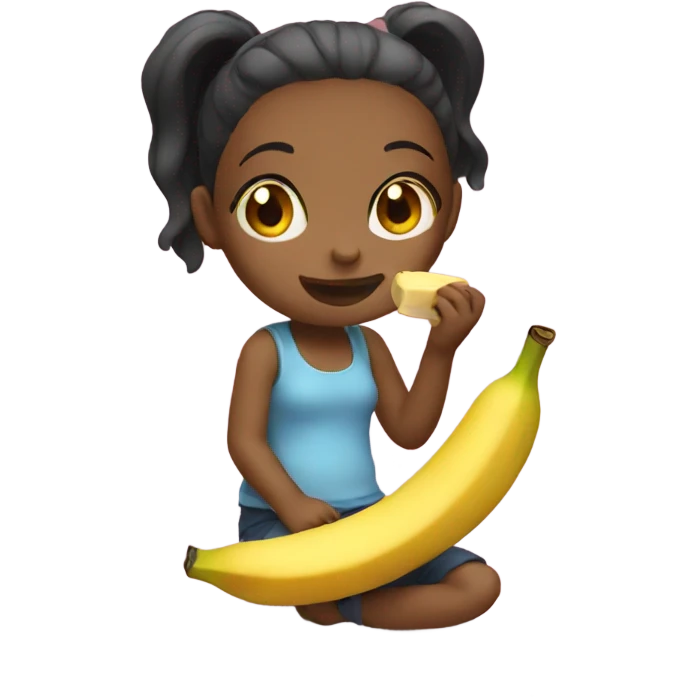 Girl eating banana emoji