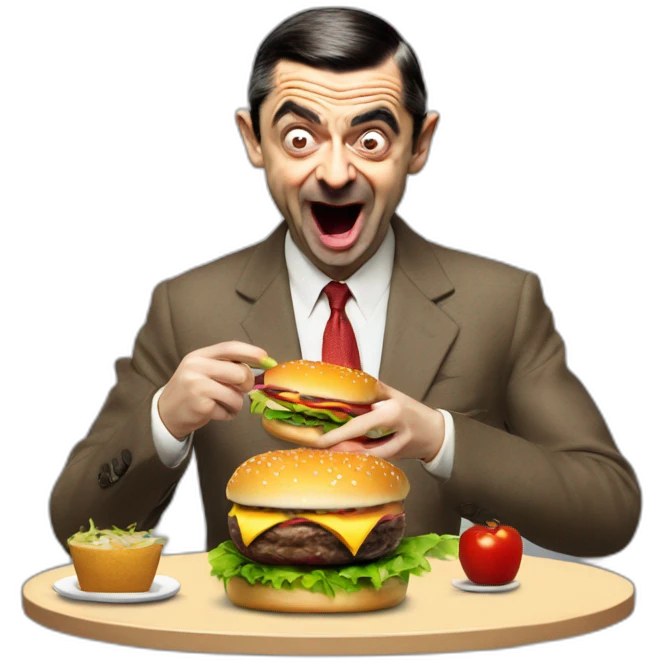 Mr Bean comiendo hamburguesa  emoji