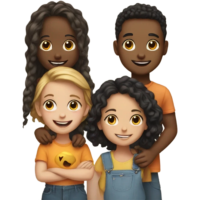 5 happy kids friends emoji