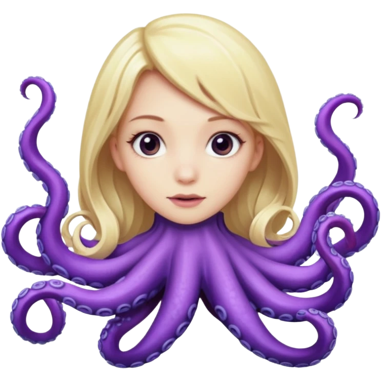 Pulpo rodeando a chica rubia con sus tentáculos emoji