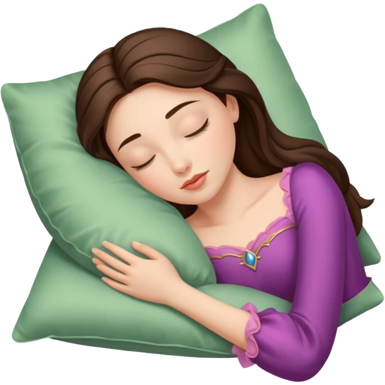 sleeping beauty brunette white girl with a silk pillow emoji