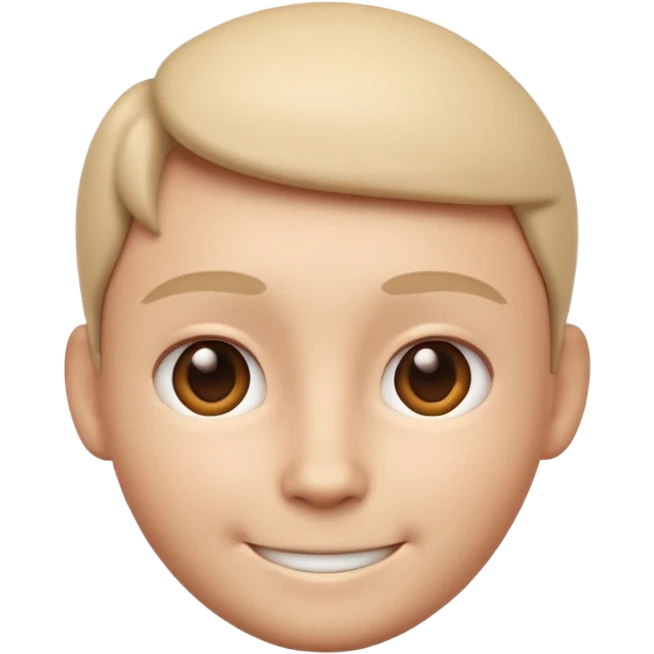 3D Apple style emoji of a person with smooth skin, rounded facial features, and subtle smile emoji