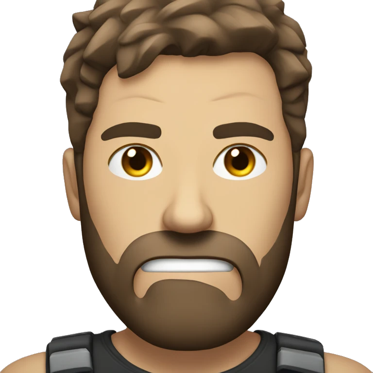 very angry male face with a beard and short scruffy medium brown hair  emoji