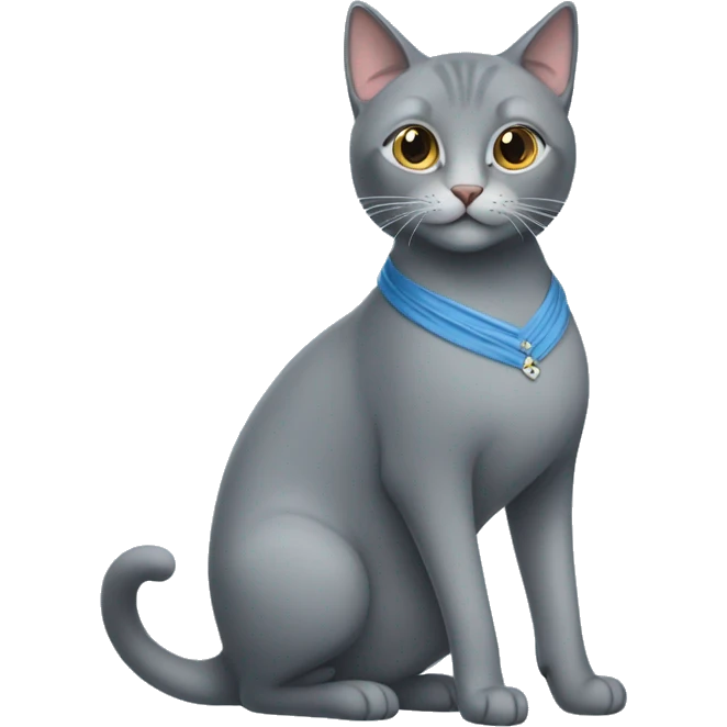 grey cat in a blue dress wearing high heels emoji