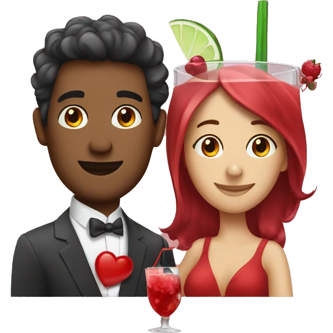 cocktail, man and woman in love emoji