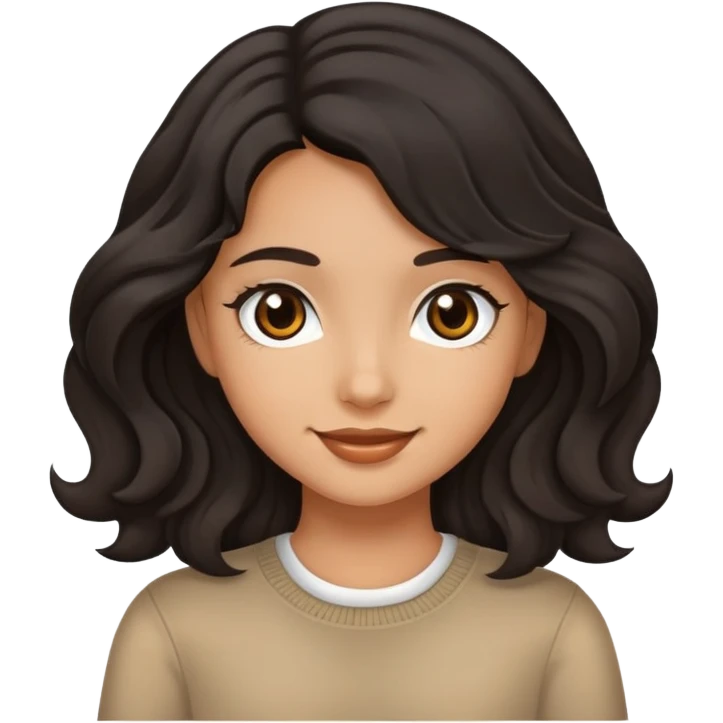 tan girl with black wavy hair and dark brown eyes emoji