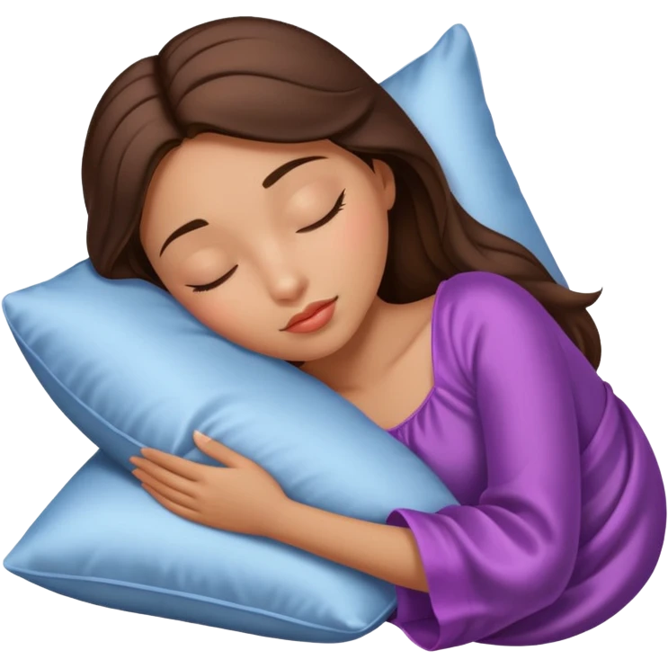 sleeping beauty brunette brown girl with a silk pillow emoji