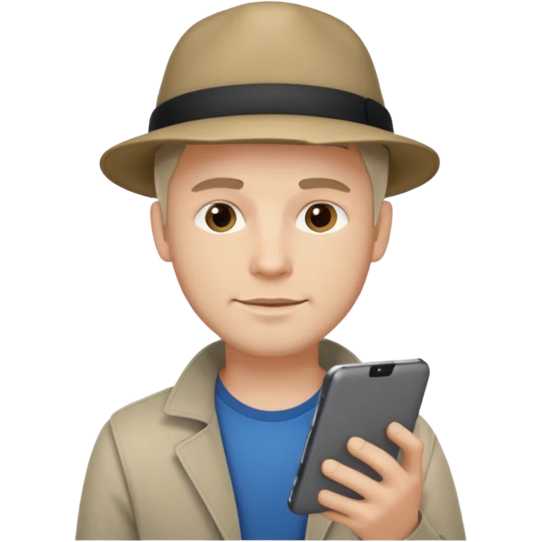 white male with tablet on hand and phone, digital and tech vibes, normal colors, no hat no brands emoji