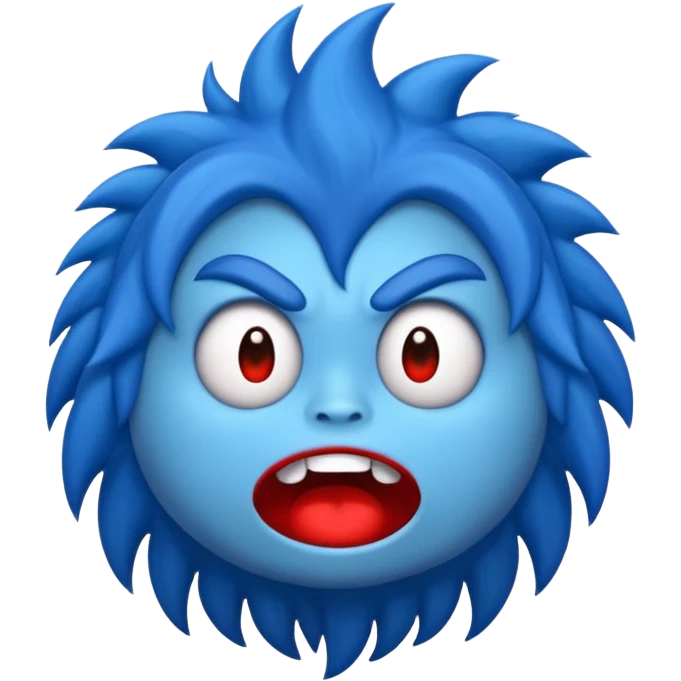Quiero que hagas un monstruo azul y quiero que tenga boca roja y tambien pelo azul emoji