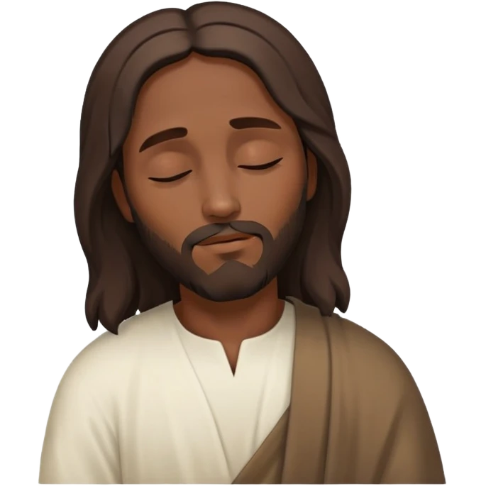 Dark skin Jesus eyes closed dead emoji
