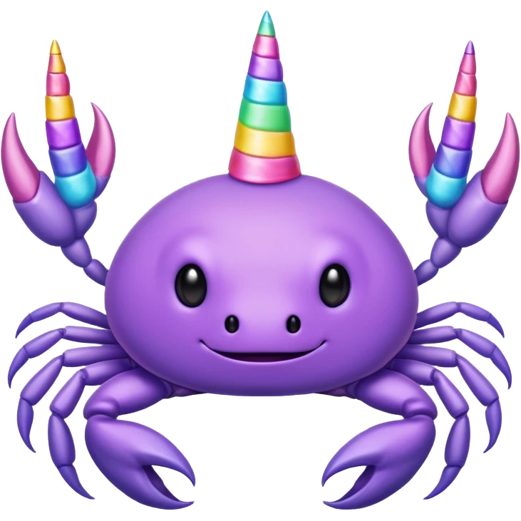 a cute purple crab with no face and a unicorn horn emoji