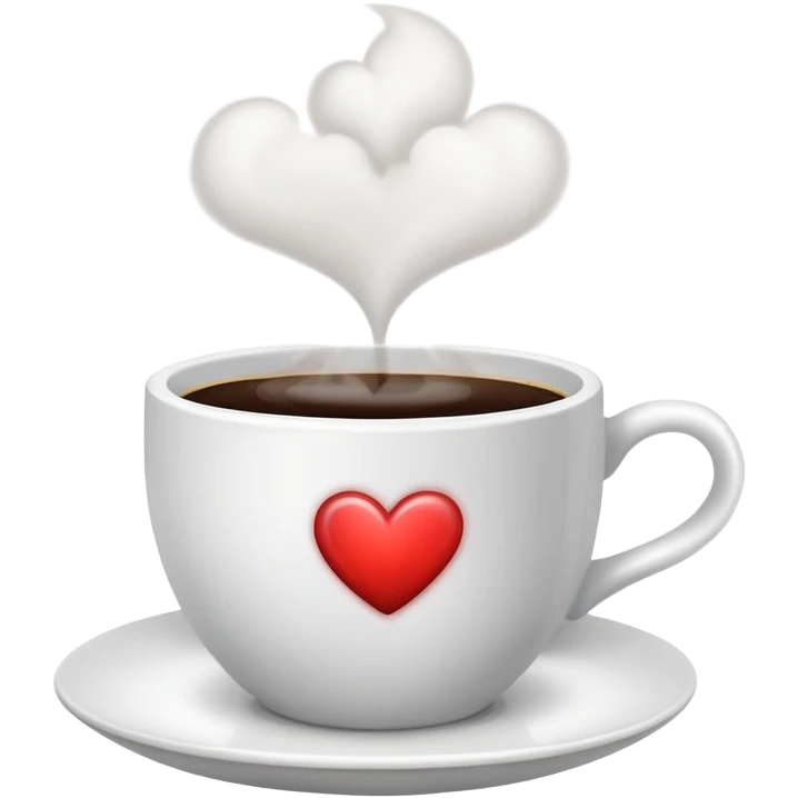 steaming coffee cup with heart-shaped steam emoji