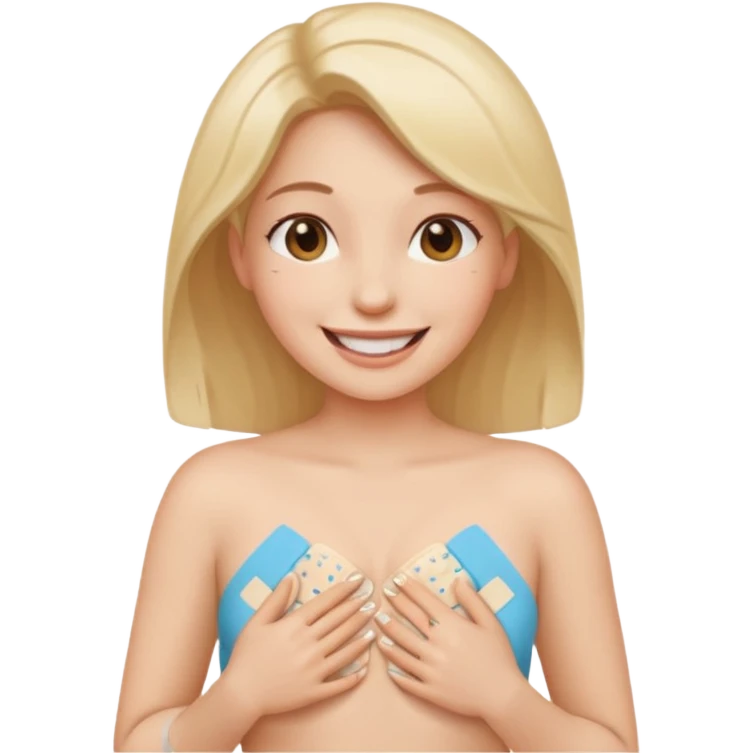 Woman covering nipples with bandaids emoji