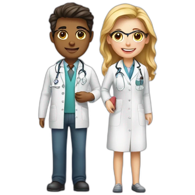 Young Neurologist and gynecologist in love emoji
