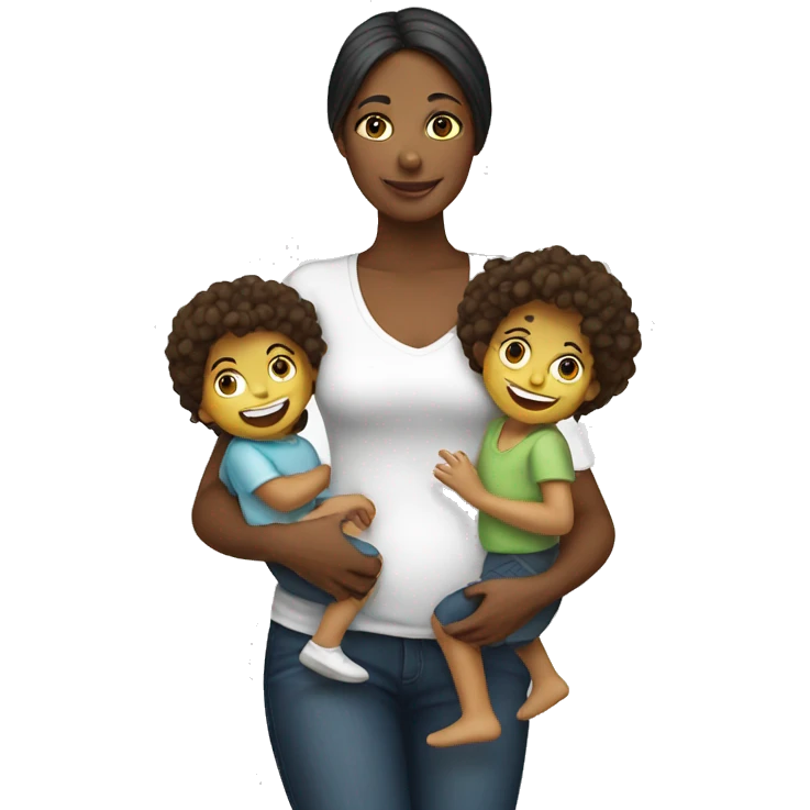 Mother with 3 children white emoji
