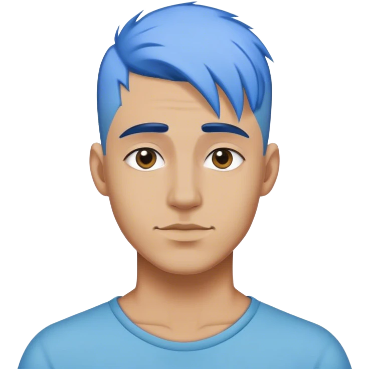 A influencer in his 30s that has a low taper fade  and blue hair emoji