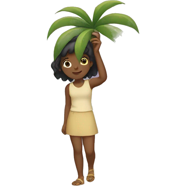 girl carrying small palm tree emoji