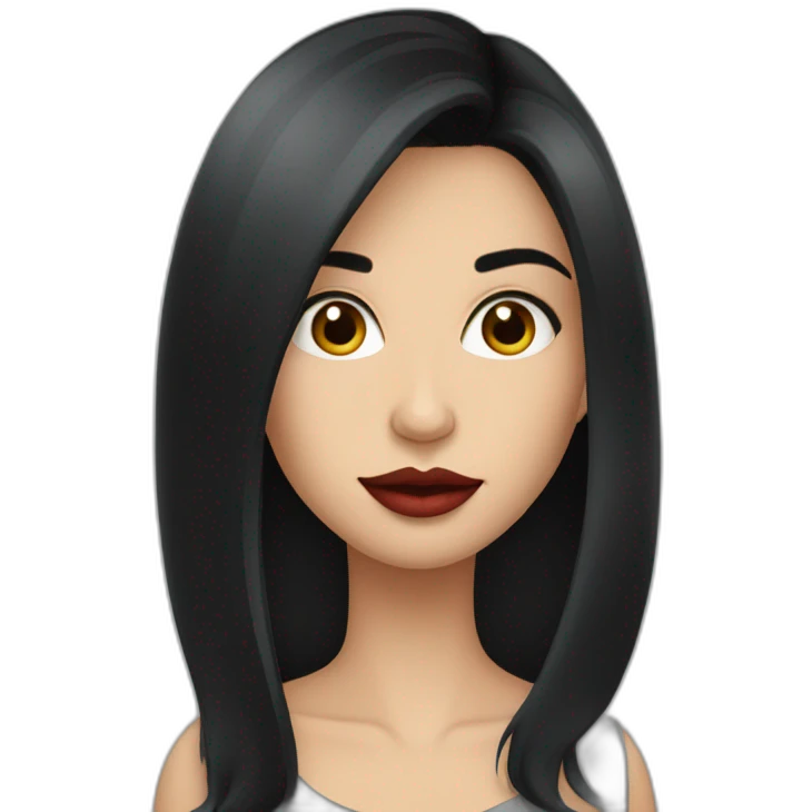 Pretty Romanian woman with loose black hair and big lips emoji