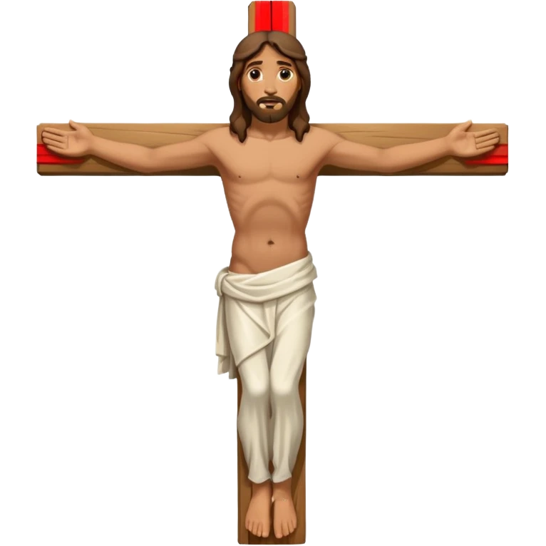распятый Иисус на кресте в полный рост сбоку.  Крест должен быть целый вид со стороны  emoji