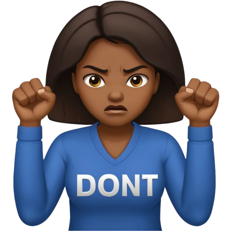 Letters saying “don’t PMO” meaining “don’t piss me off” With an angry lady standing behind the letters with her fingers up  emoji