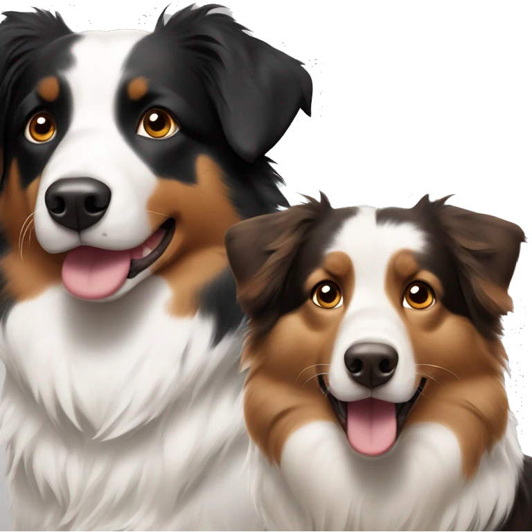 australian shepherd black and white and one brown and white  emoji