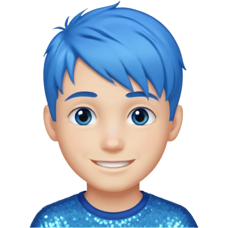 glitter blue gamer Boy happy blue hair emoji