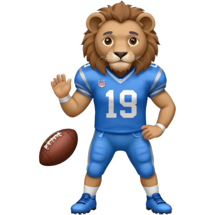 blue color lion wearing american football jersey emoji