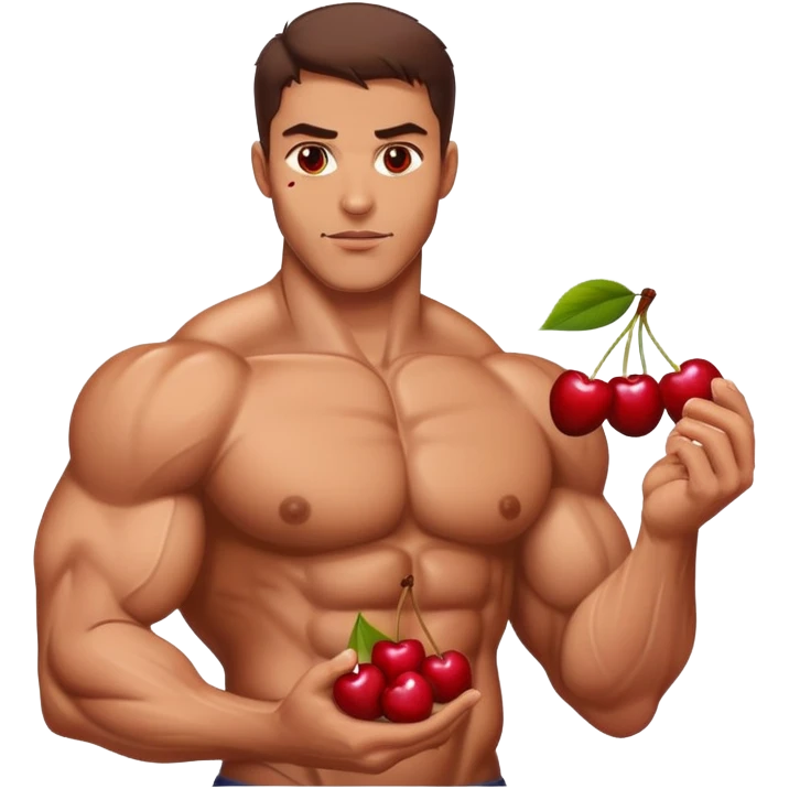 Muscle man with cherries emoji