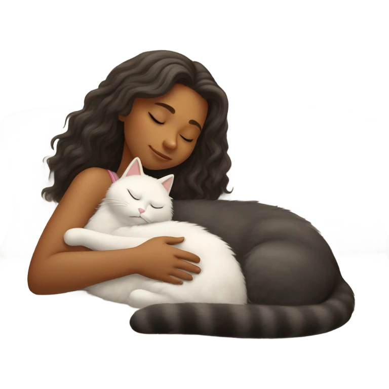 Girl and cat sleeping emoji