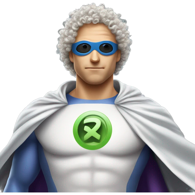 curly hair white man and super 'T' pigeon crossover superhero. his superpower is being good at design emoji