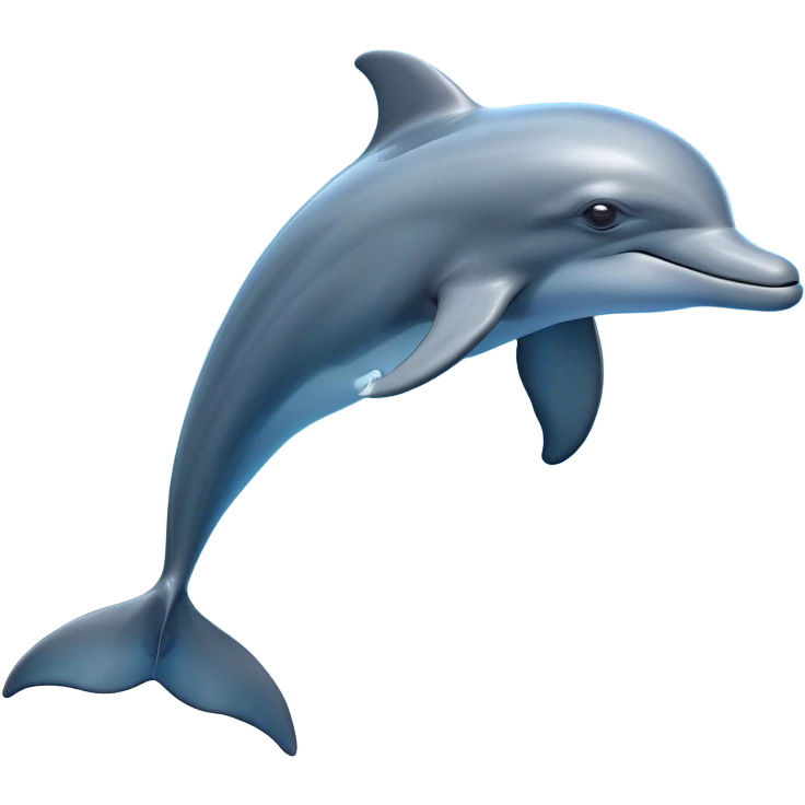 Cinematic Noble Bottlenose Dolphin Portrait Emoji, Poised and regal, with a sleek, streamlined body of shiny, glossy blue-gray skin, expressive, intelligent eyes, and a gracefully arched dorsal fin, Simplified yet sharp and sophisticated features, highly detailed, glowing with a radiant, sparkling aquatic glow, high shine, intelligent and majestic, stylized with an air of oceanic refinement, focused and elegant, soft glowing outline, capturing the essence of a watchful and confident dolphin that appears ready to leap out of the screen with effortless power! emoji